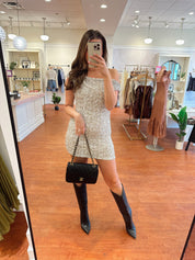 Lucy Silver Sequin Asymmetrical Mini Dress