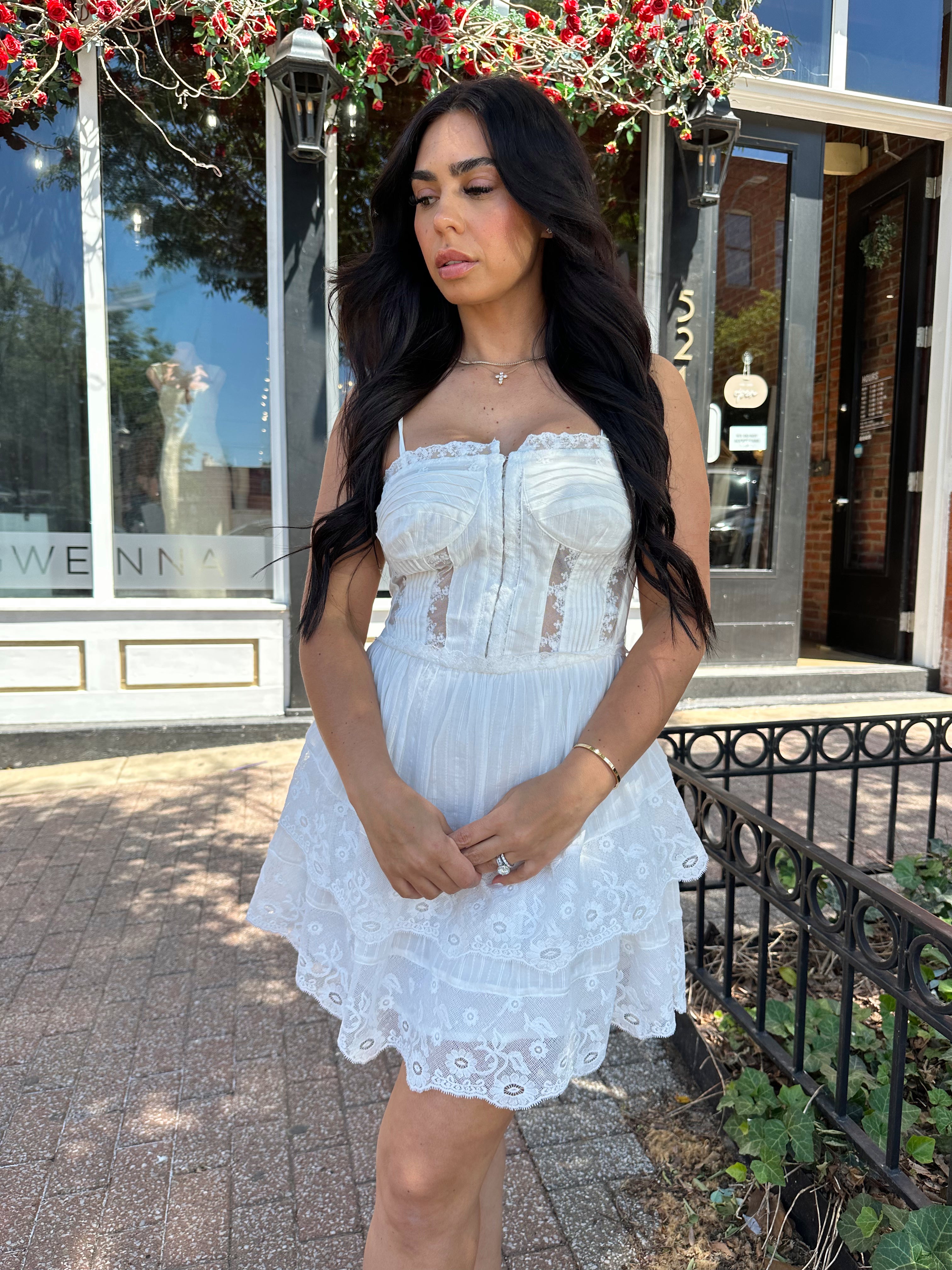 lace tiered dress White Mini Fitted style This style Size:44/XL Festival Outfit Guide: What meta-courier:DHL1