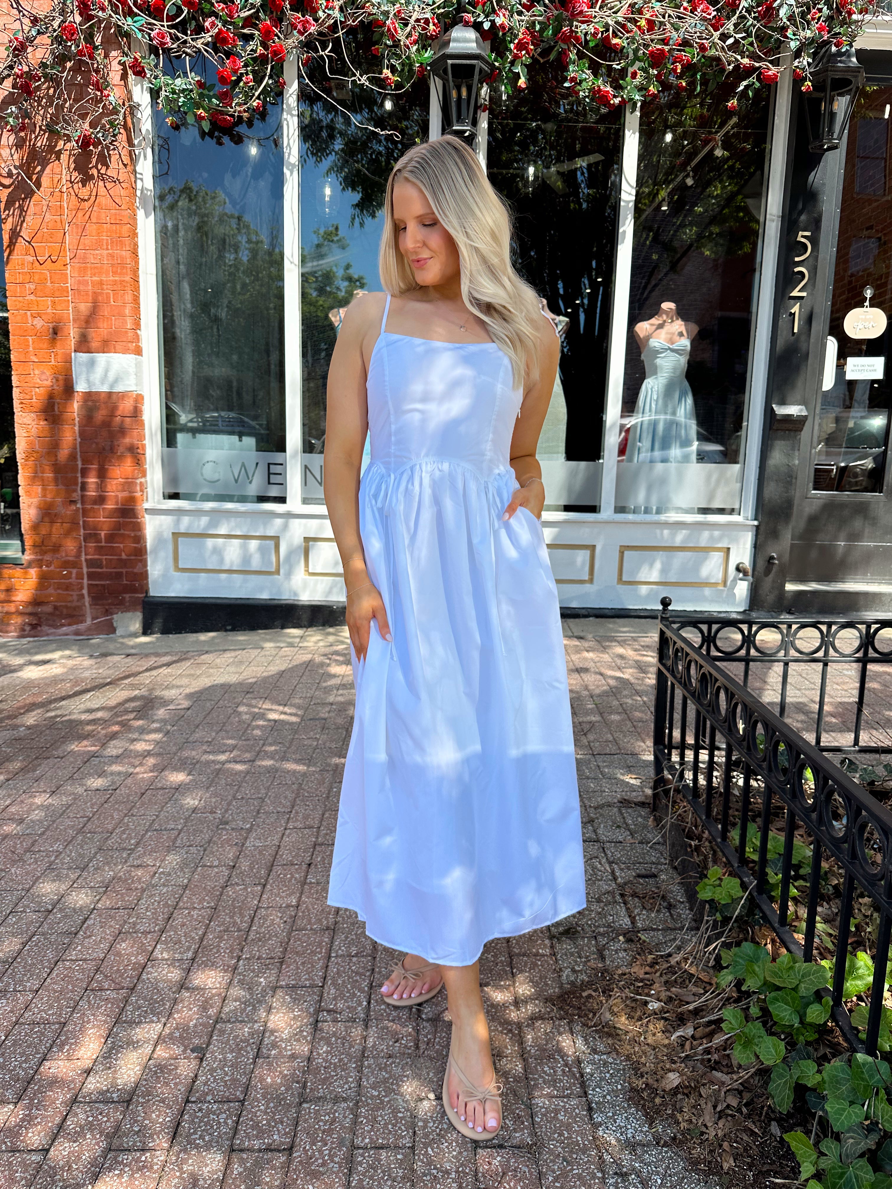 front tie dress midi Margs On The Patio Floral Front Tie Midi Dress Impressions Online Boutique