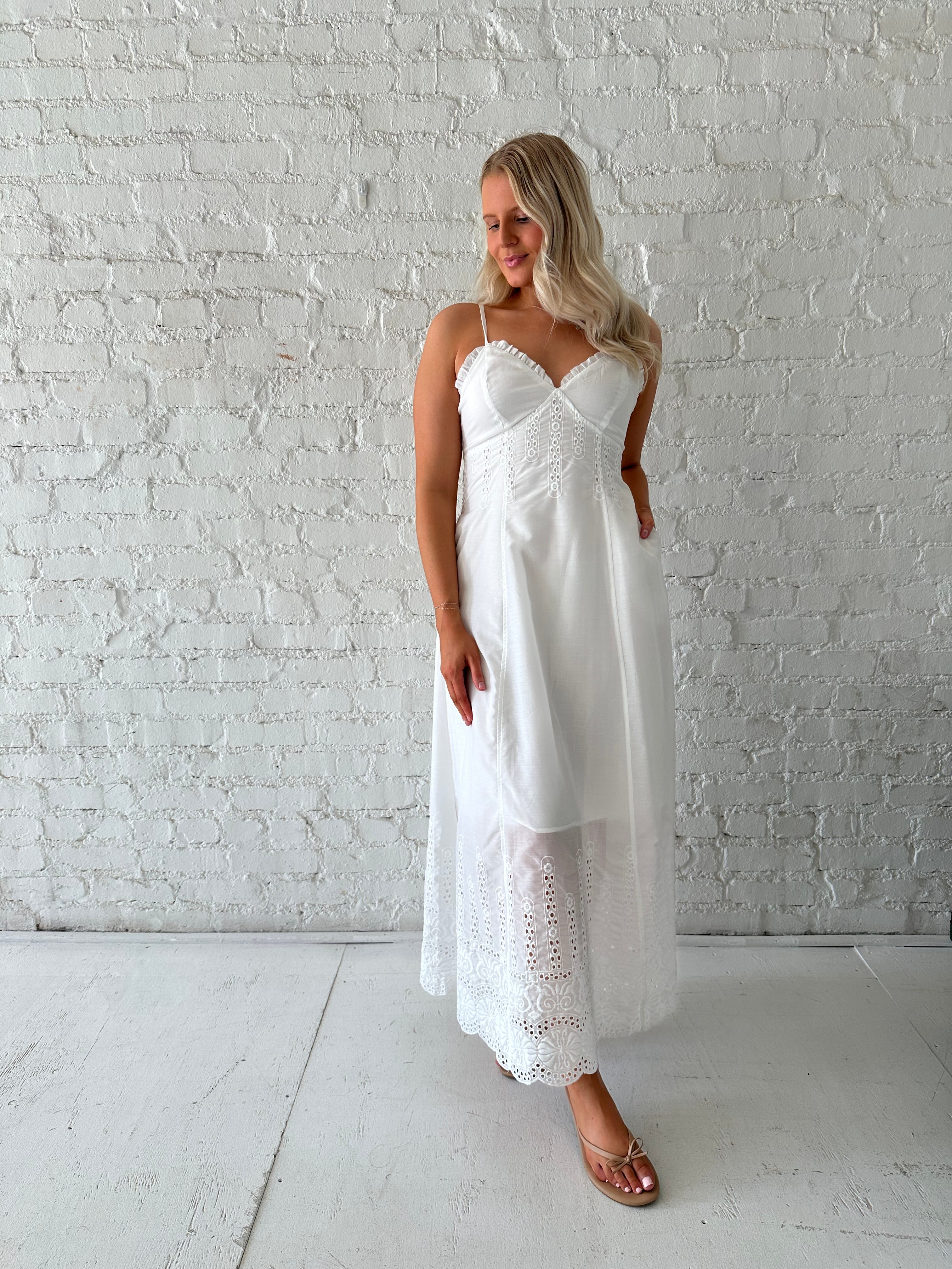 White Eyelet Midi Dress