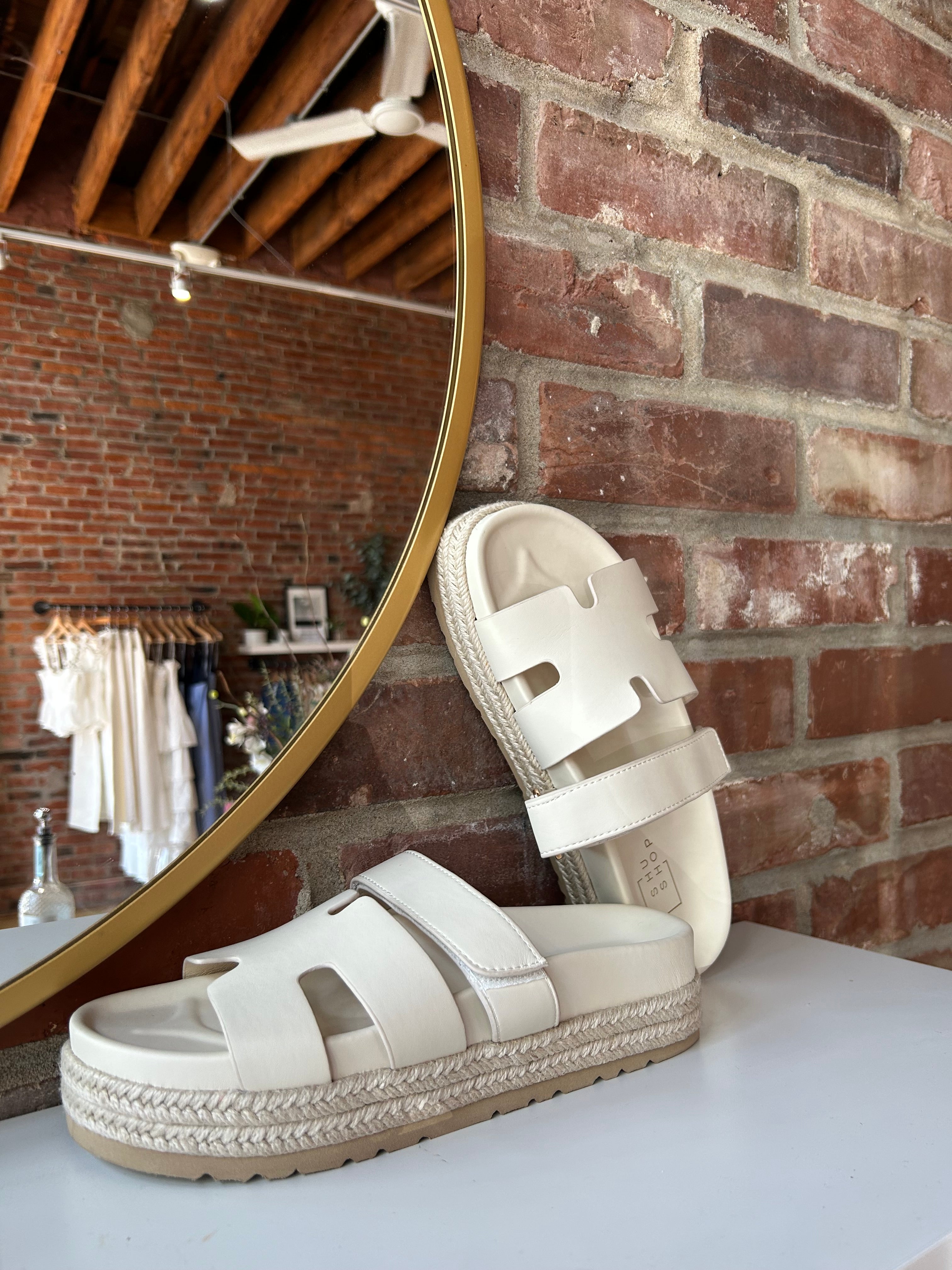 Cream Platform Sandals Espadrille Slide Style – Gwenna The Label