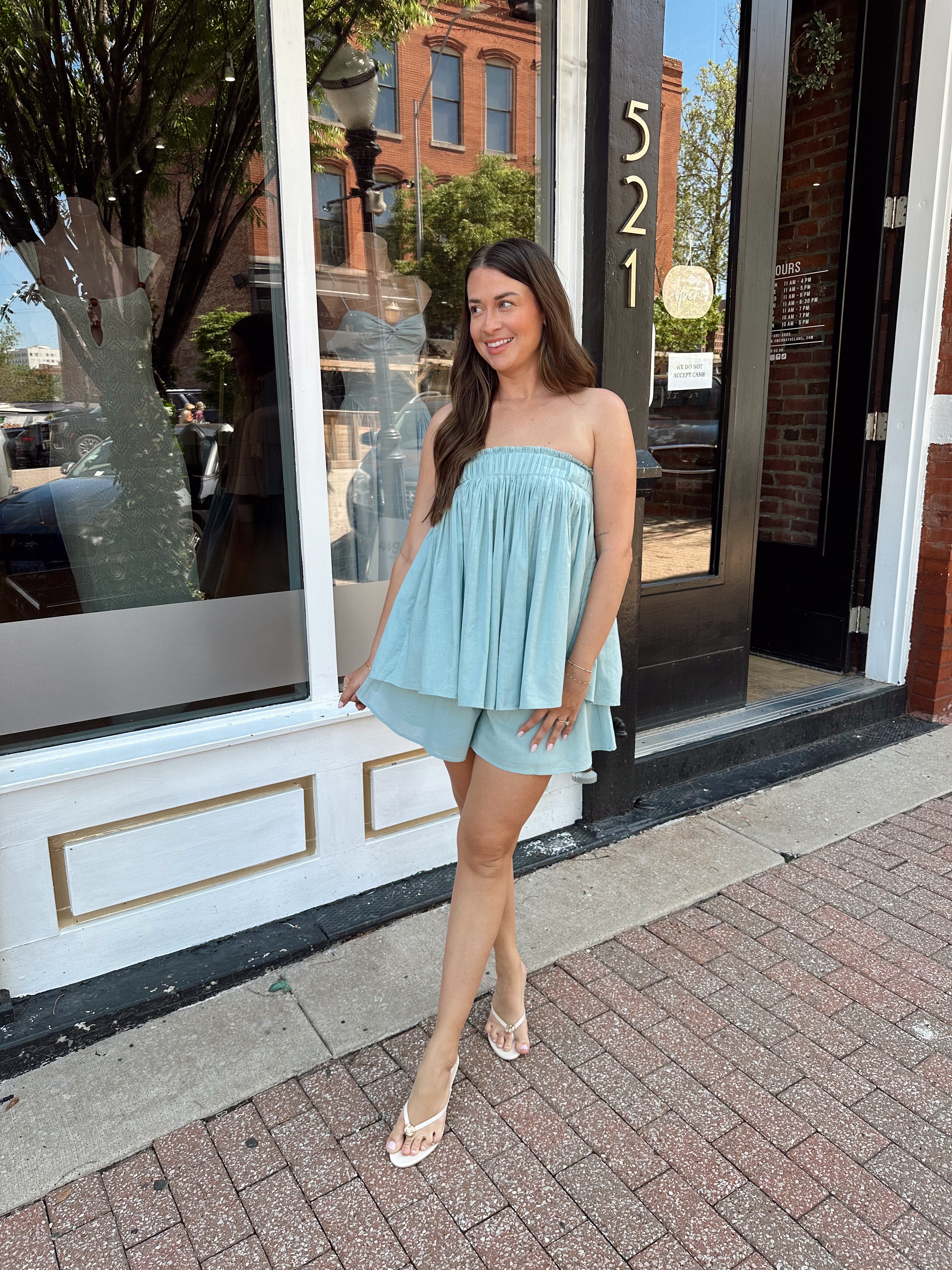 Blue Flowy Short Set