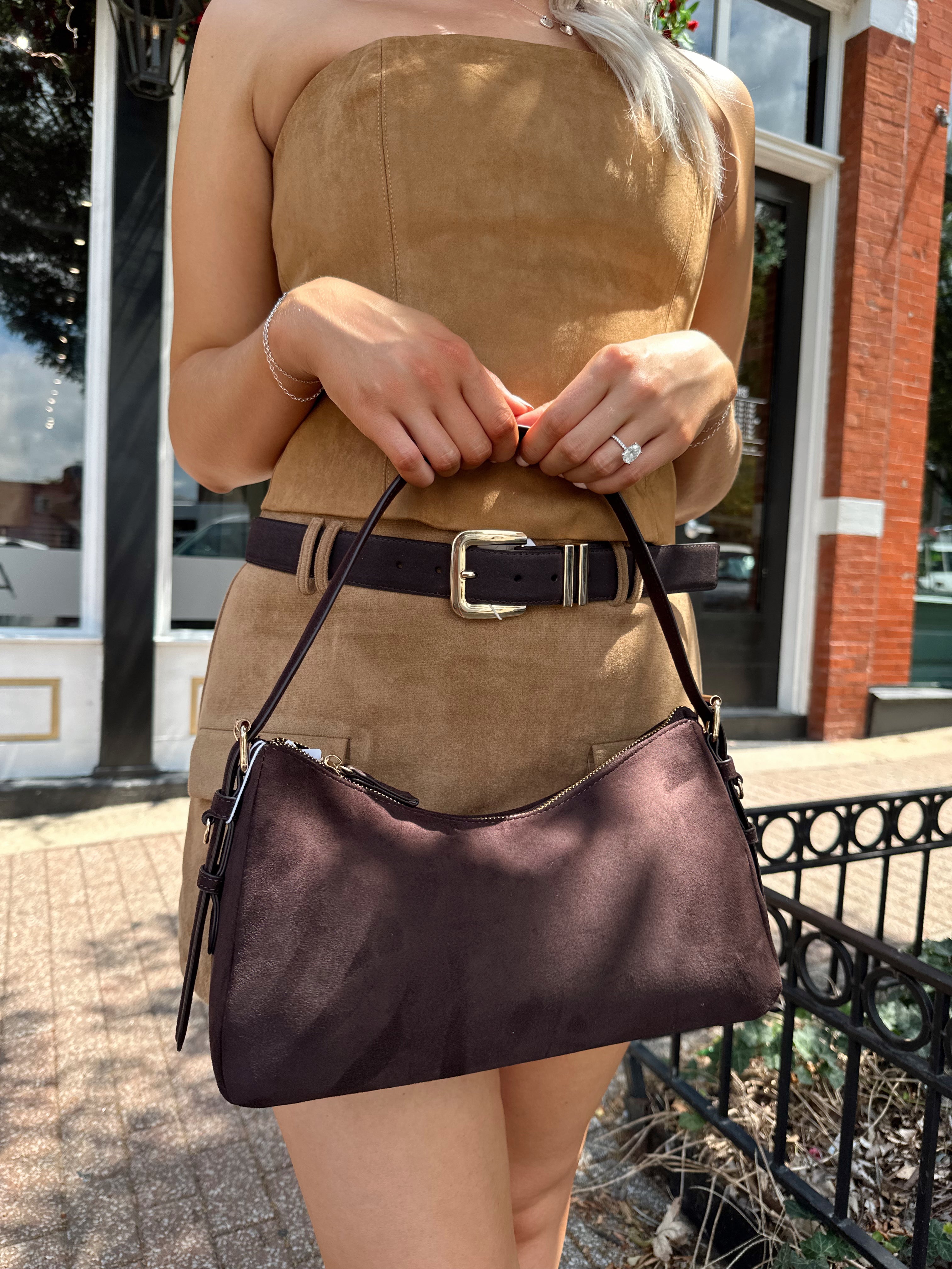 Cami Brown Suede Shoulder Bag