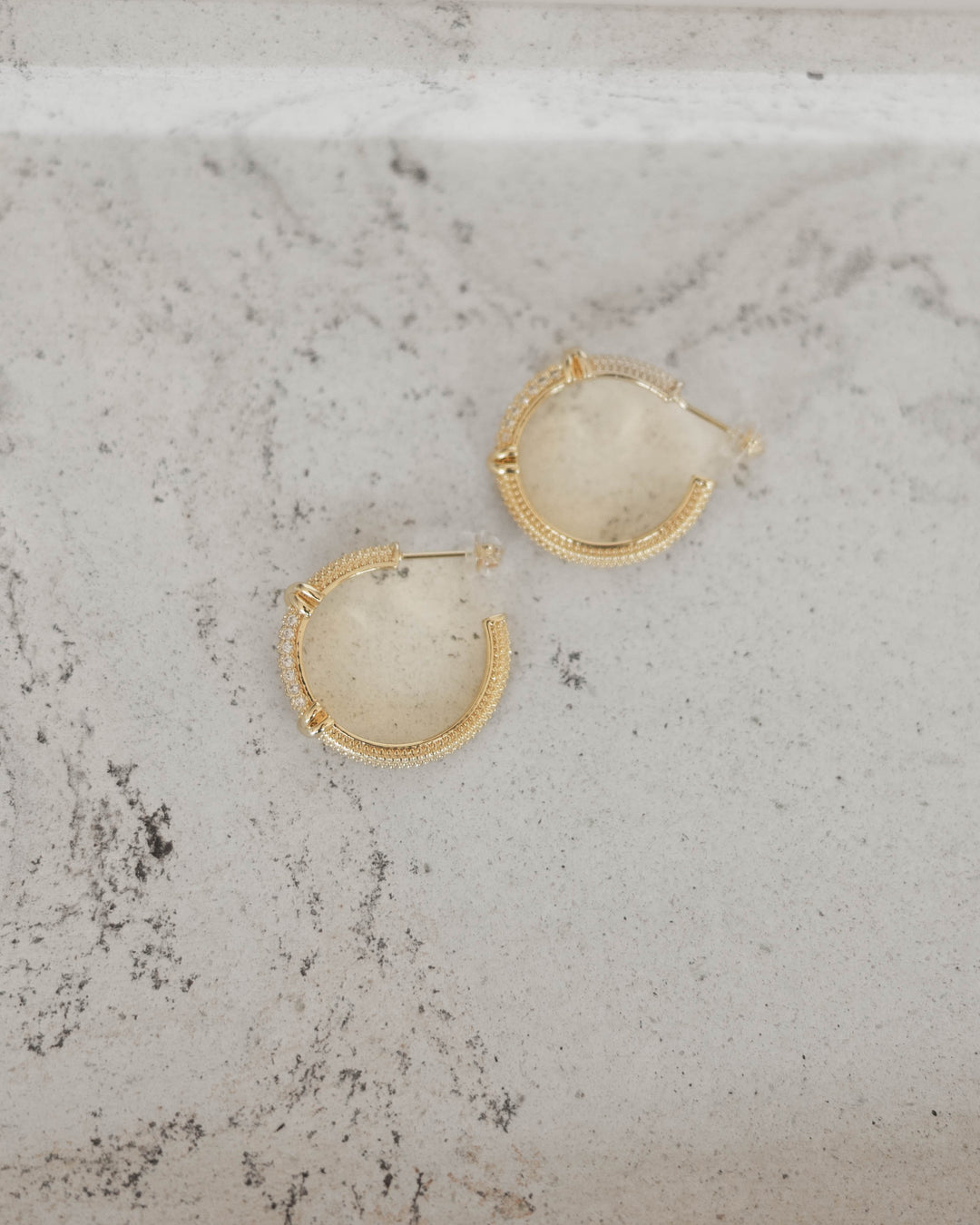 Gold plated rhinestone hoop earrings