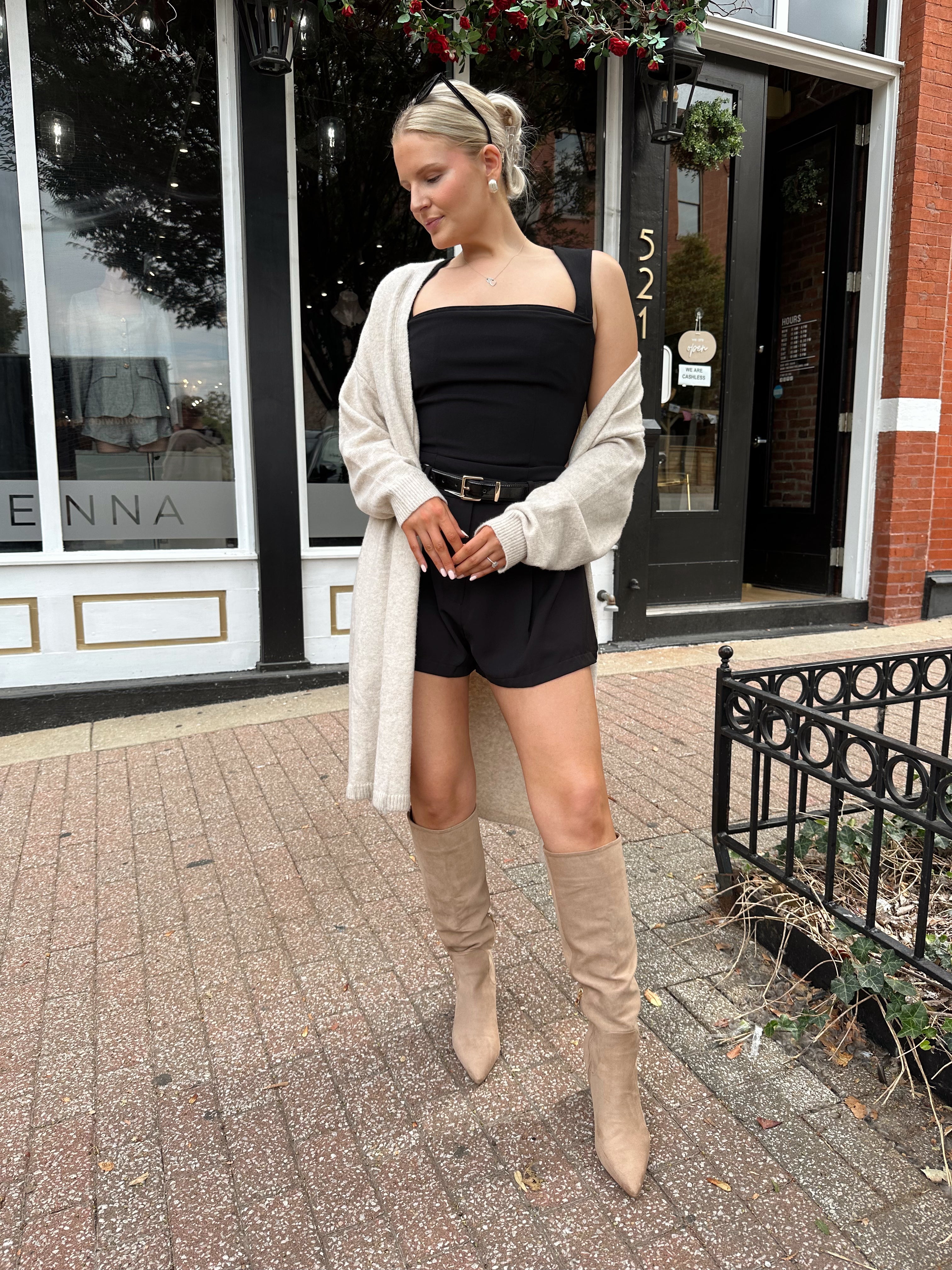 Oatmeal lightweight knit duster cardigan with open front and calf-length silhouette