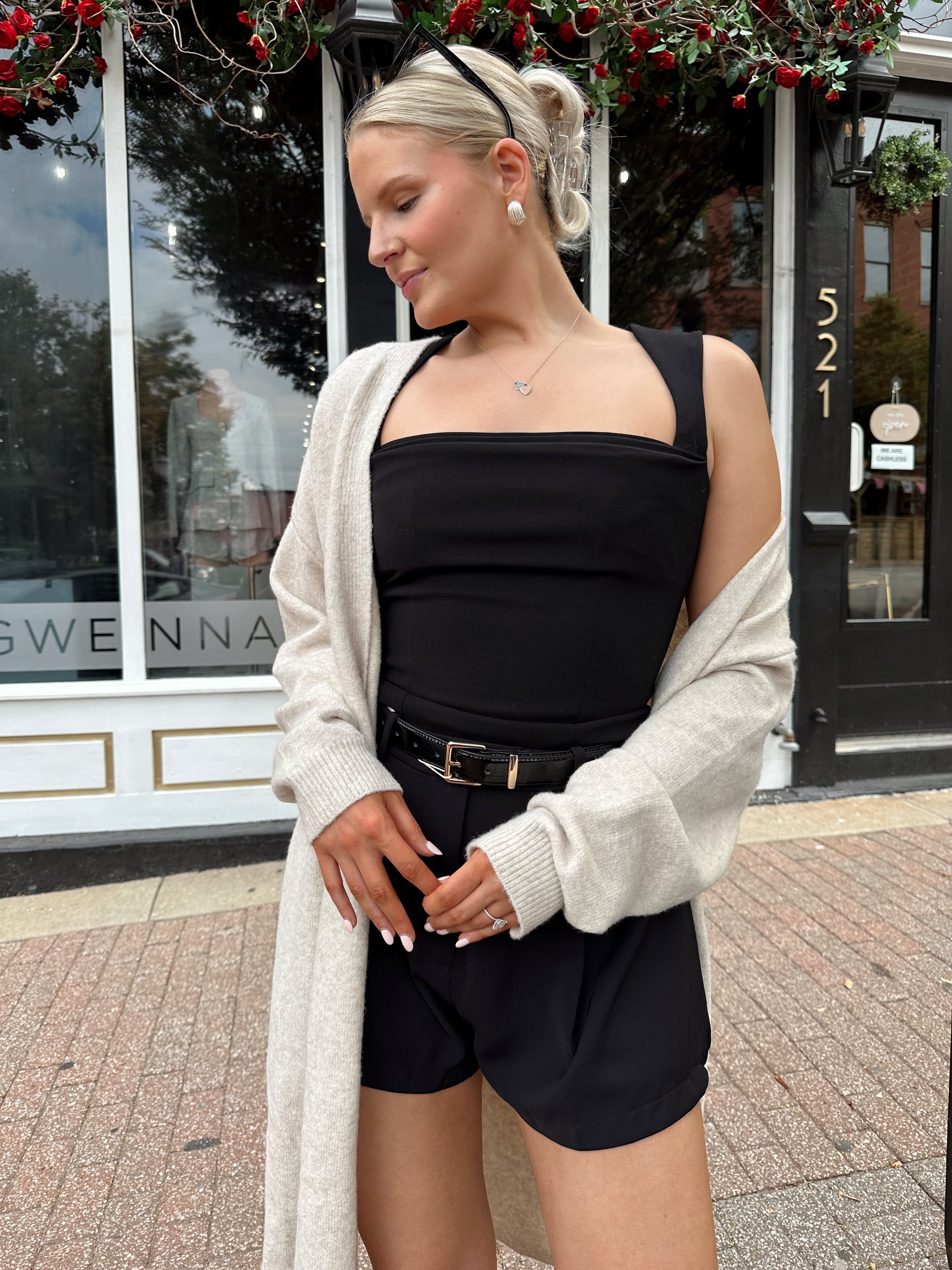Oatmeal lightweight knit duster cardigan with open front and calf-length silhouette