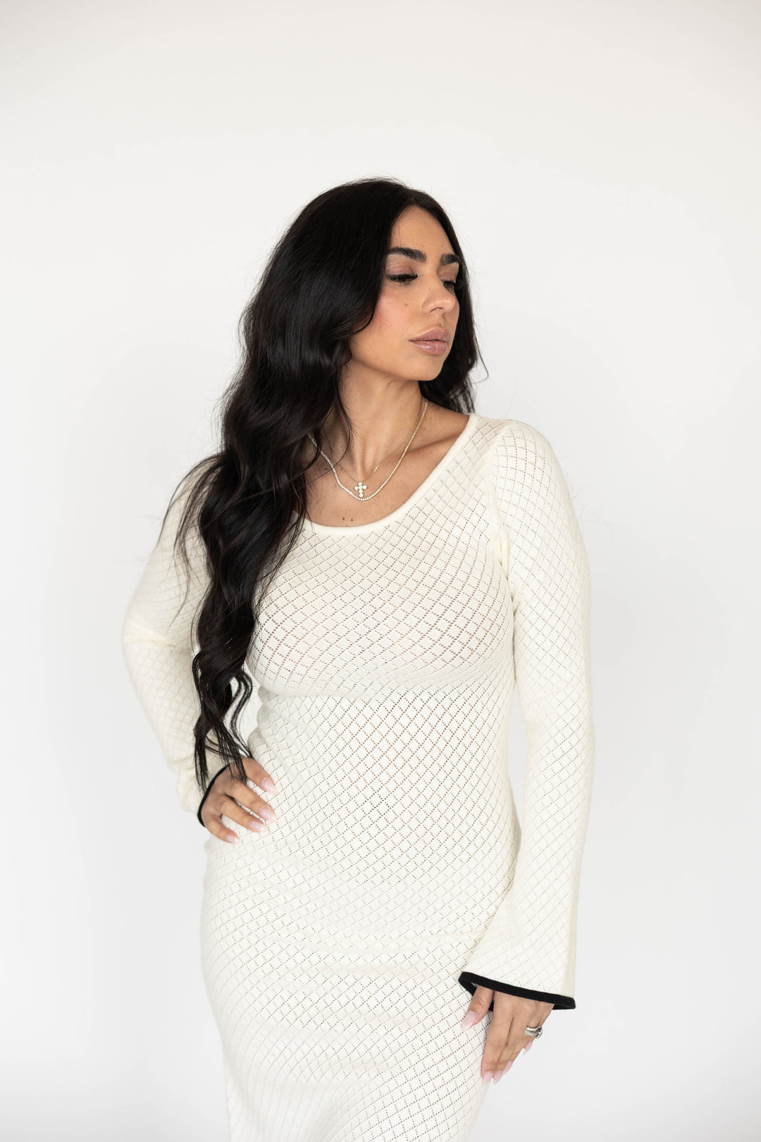 Ivory Knit Long Sleeve Maxi Dress | Spring Knits Gwenna The Label Ivory Knit Long Sleeve Maxi Dress | Spring Knits Gwenna The Label