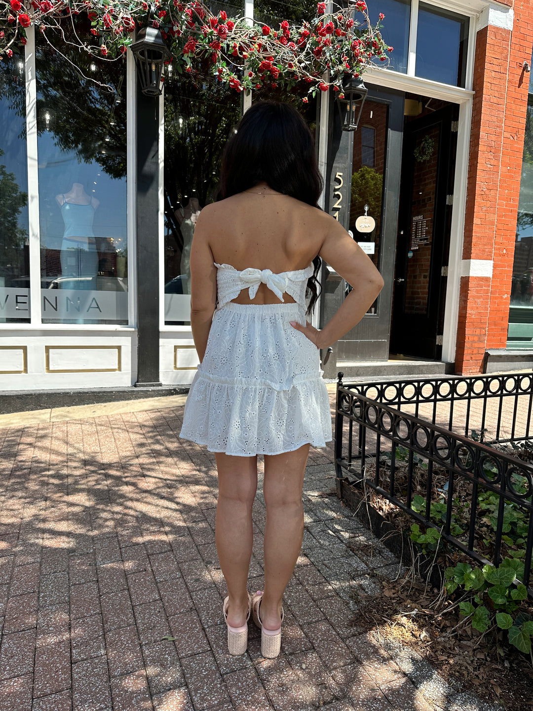 White Eyelet Strapless Mini Dress | Summer Dress Gwenna The Label White Eyelet Strapless Mini Dress | Summer Dress Gwenna The Label