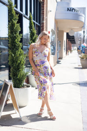 Maria Floral Lace Trim Midi Dress