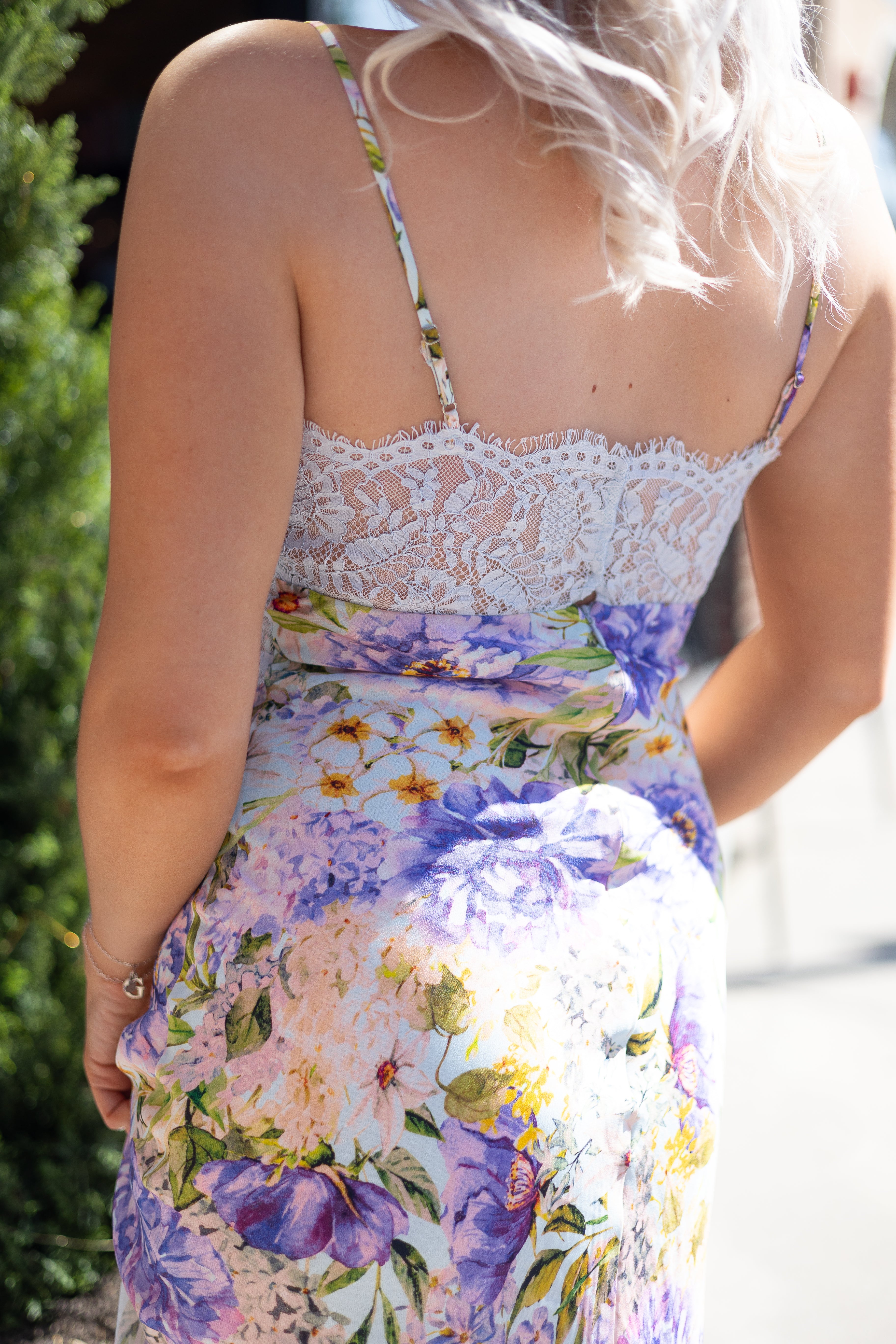 Maria Floral Lace Trim Midi Dress