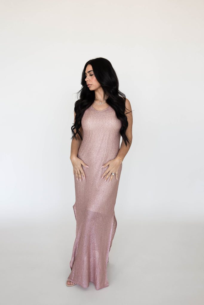 Blush Shimmer Maxi Dress