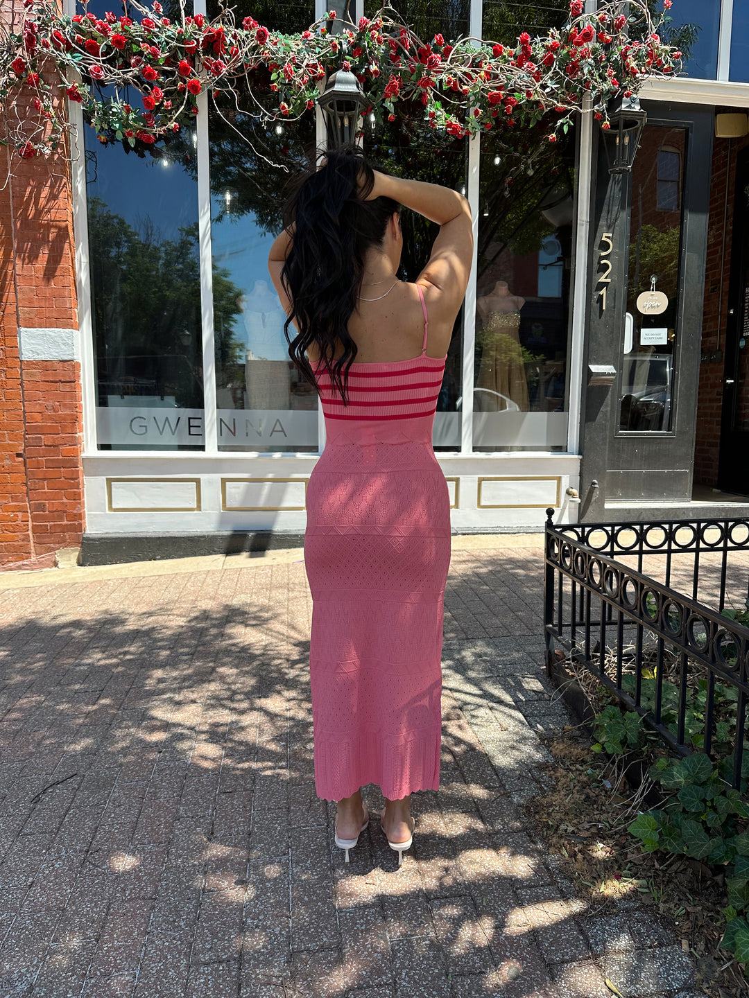 Ellen Pink Spaghetti Strap Knit Dress