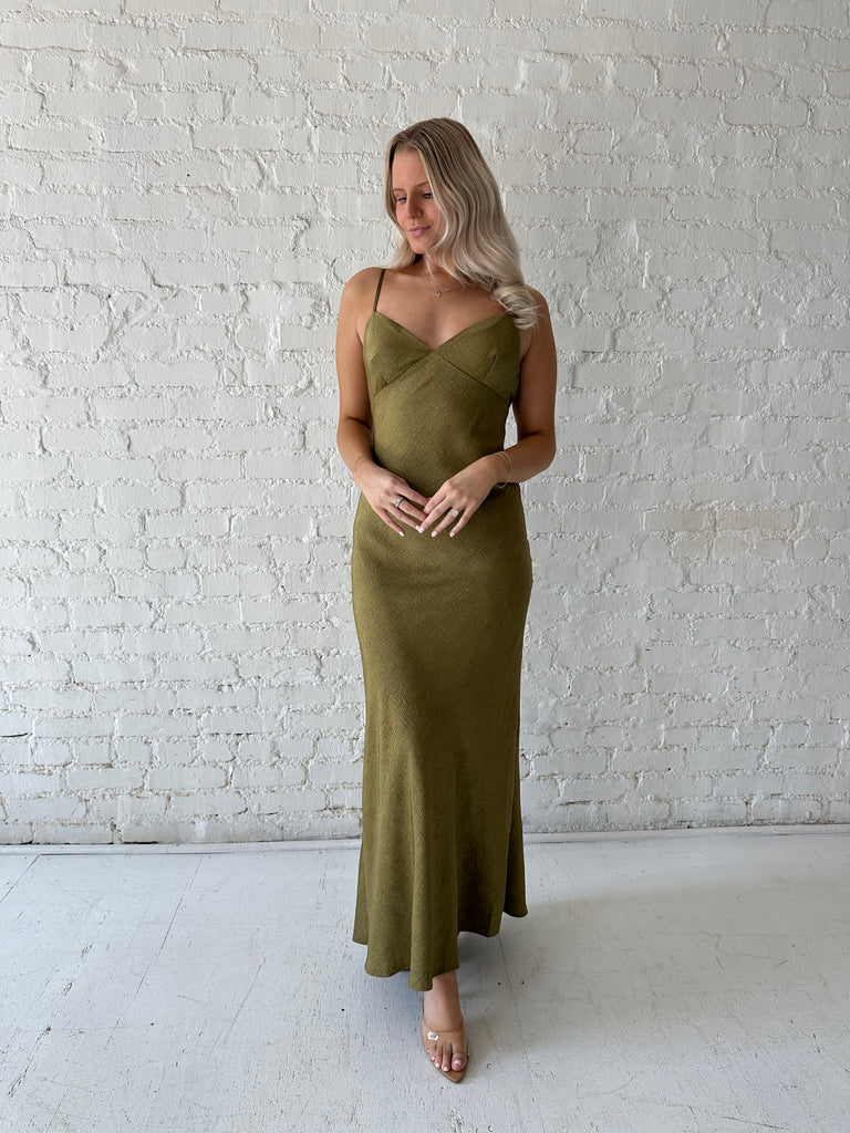 olive green spaghetti strap dress Satin Maxi What to Wear for Style:AD1S302689 88cm (33 Size:4 Yrs
