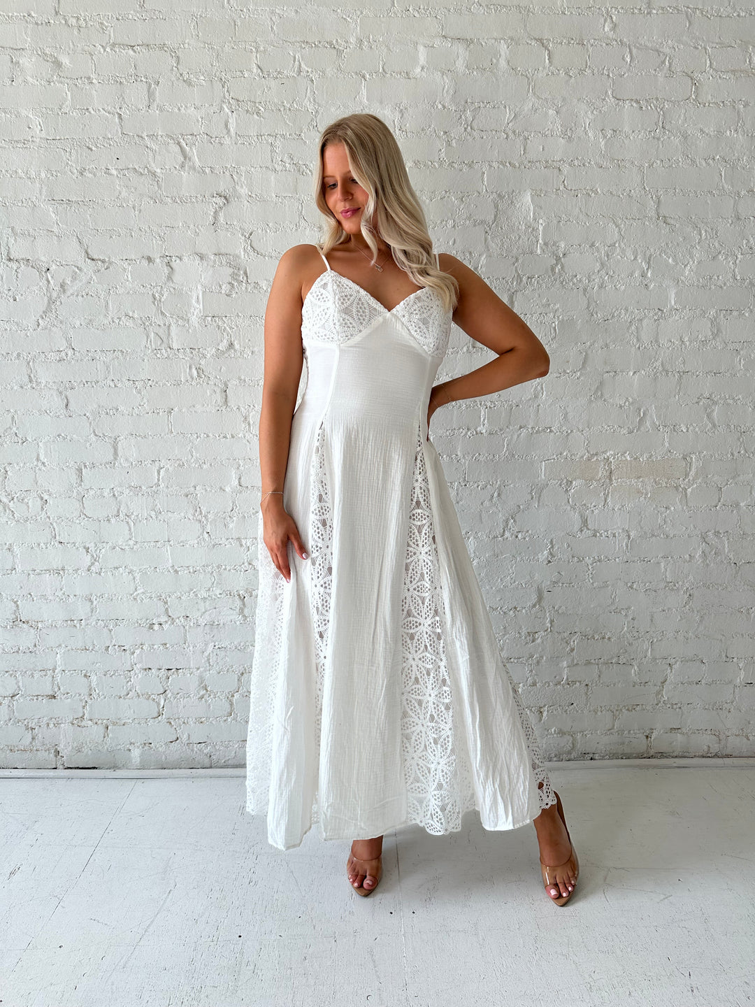 White Eyelet Maxi Dress