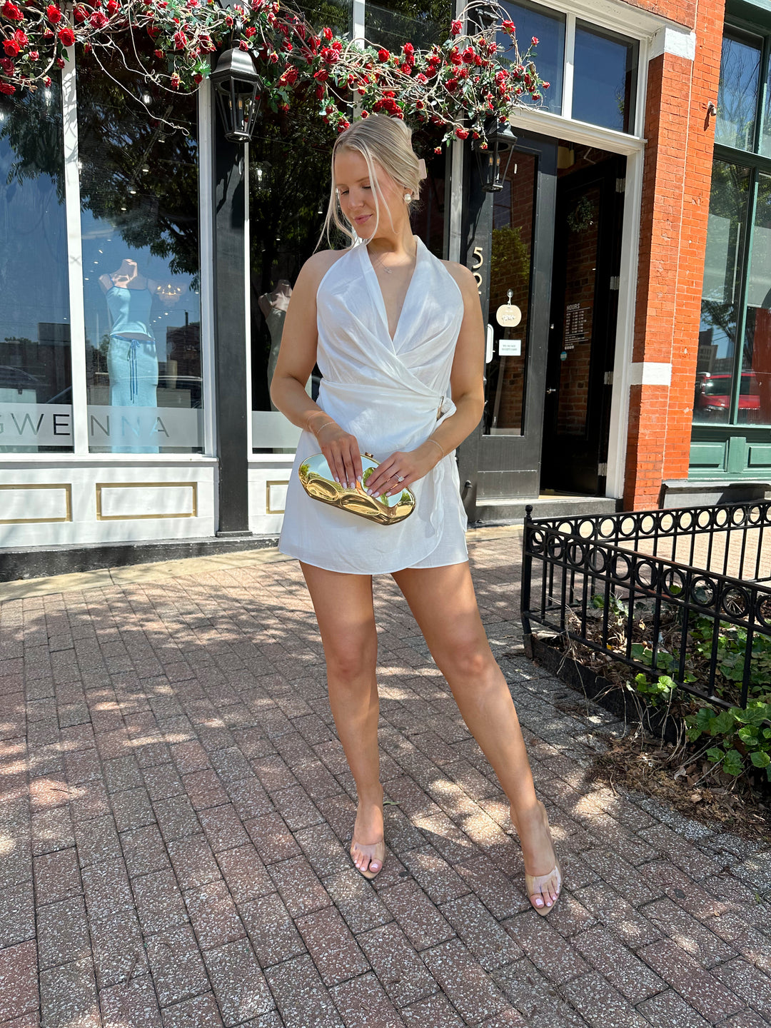Holland Wrap Mini Dress- White Holland Wrap Mini Dress- White