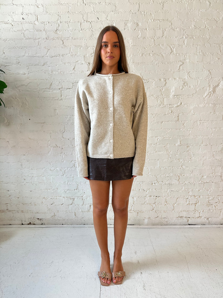 Anna Taupe Button Down Cardigan