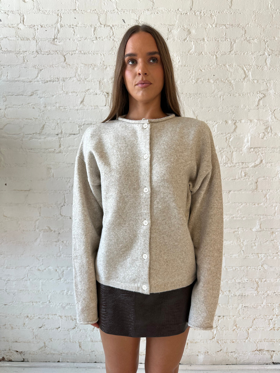 Anna Taupe Button Down Cardigan