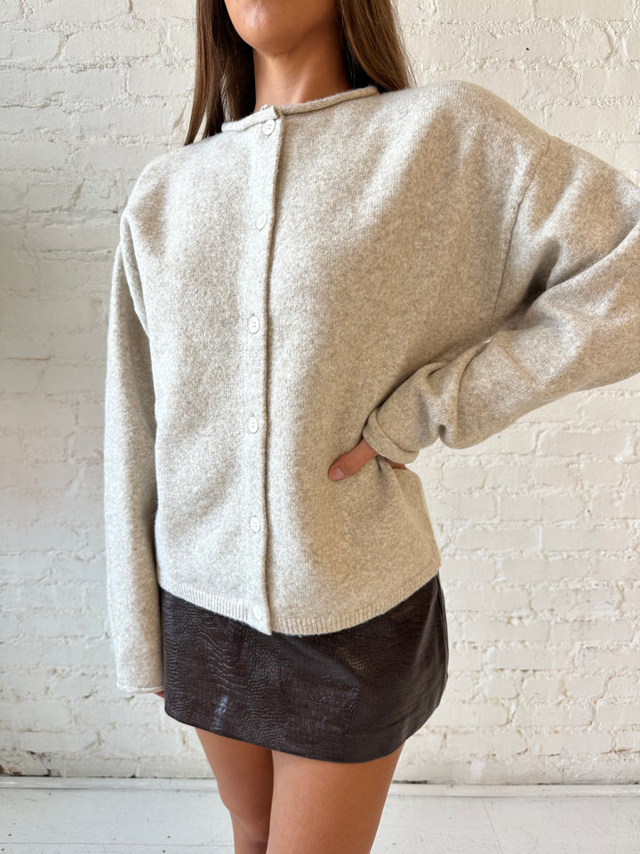 Anna Taupe Button Down Cardigan