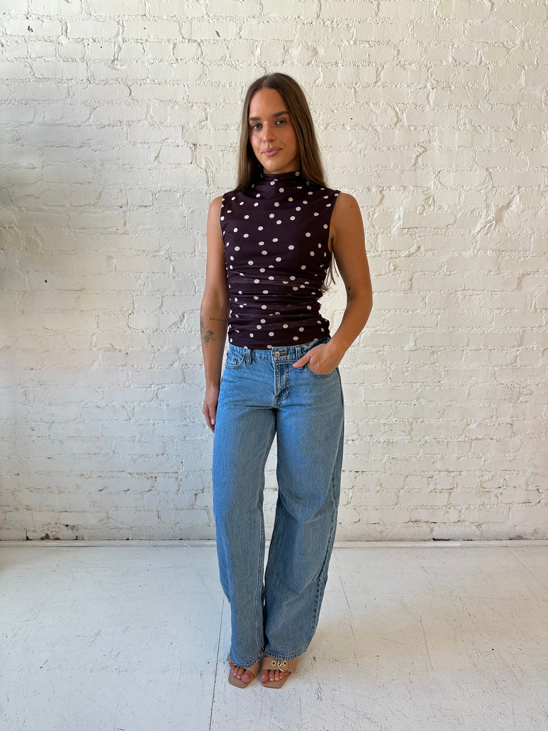 Gwenna Polka Dot Mesh Top