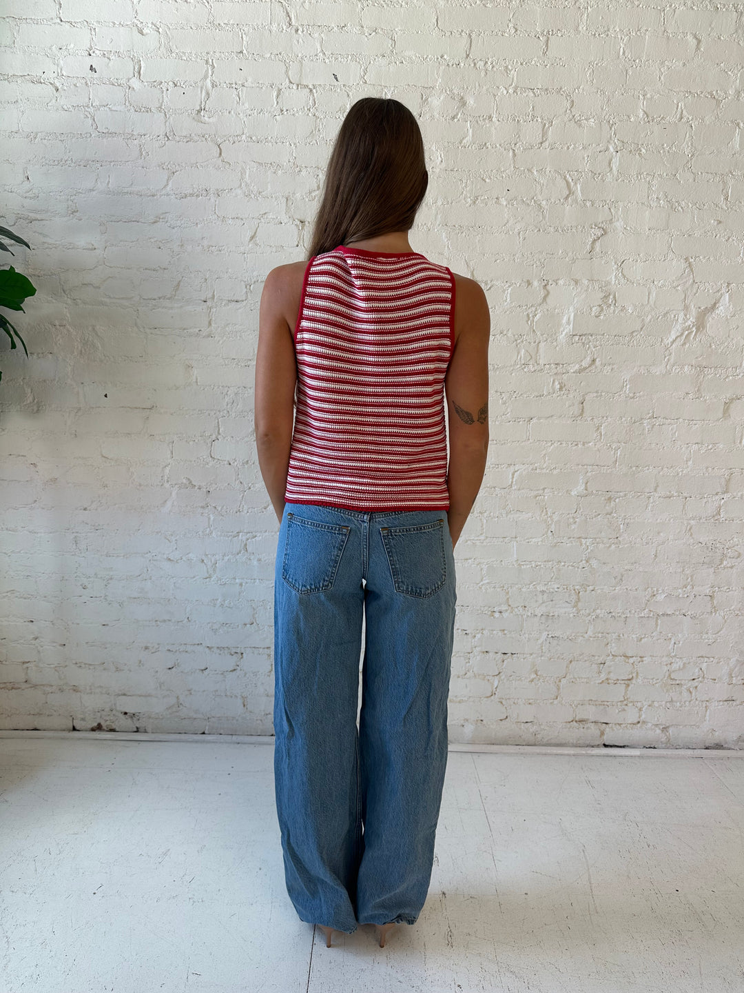 Taylor Red Striped Crochet Top
