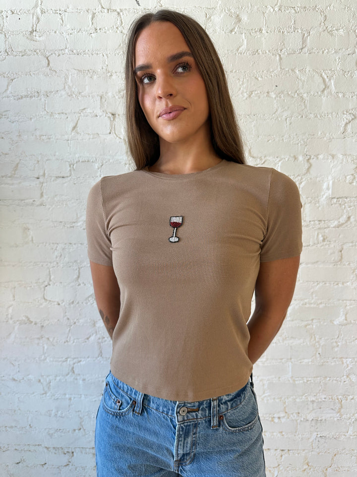 Beaded Wine Glass Baby Tee