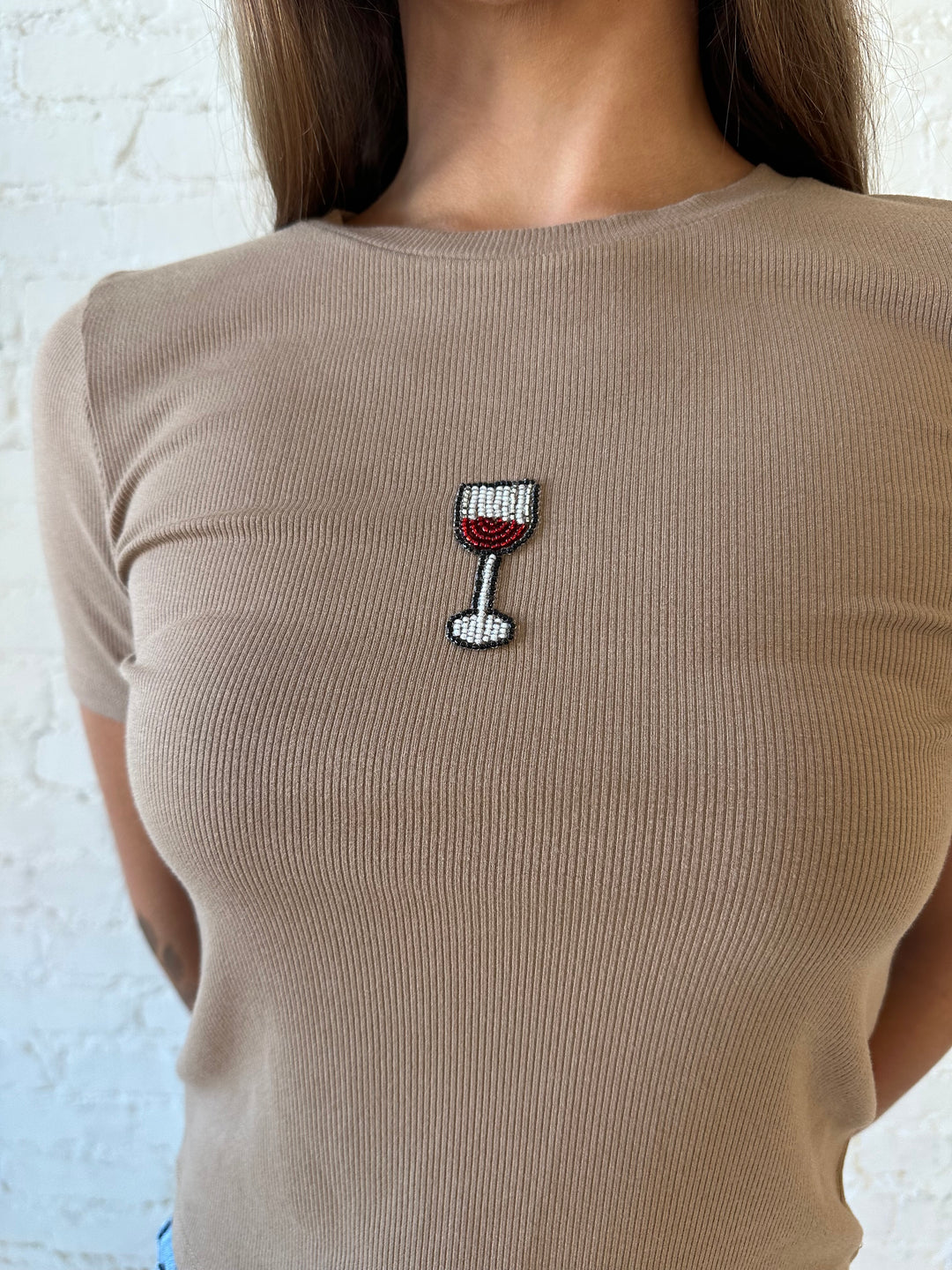 Beaded Wine Glass Baby Tee