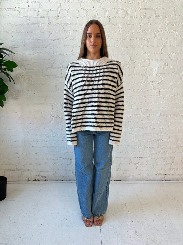 Caroline Ivory Striped Sweater