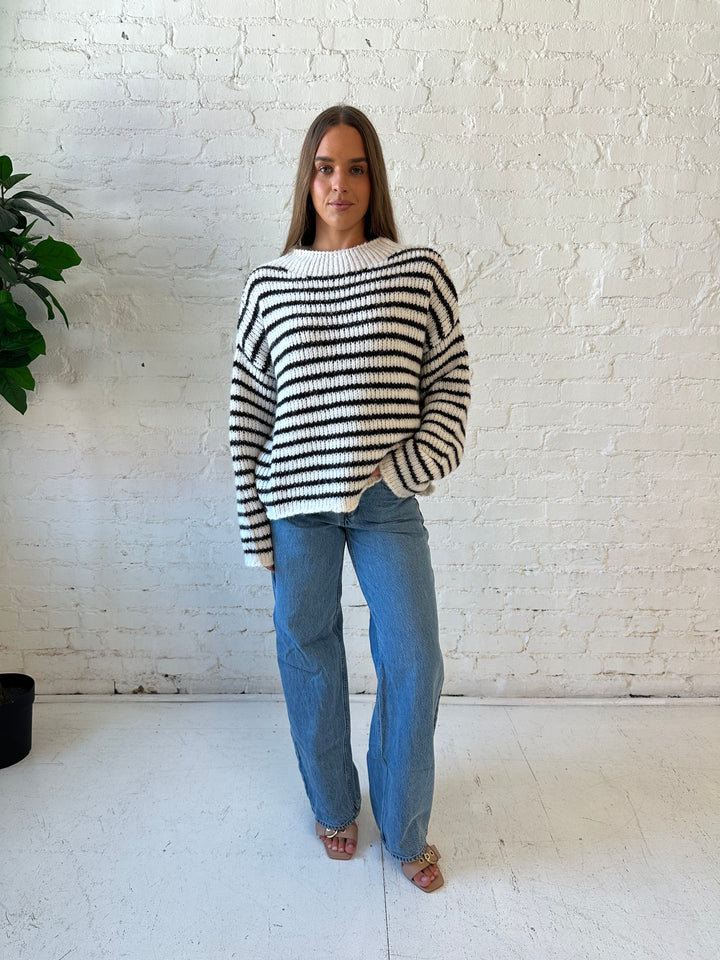 Caroline Ivory Striped Sweater