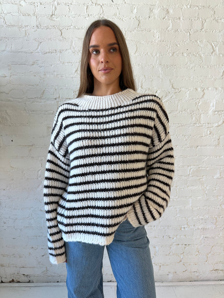 Caroline Ivory Striped Sweater