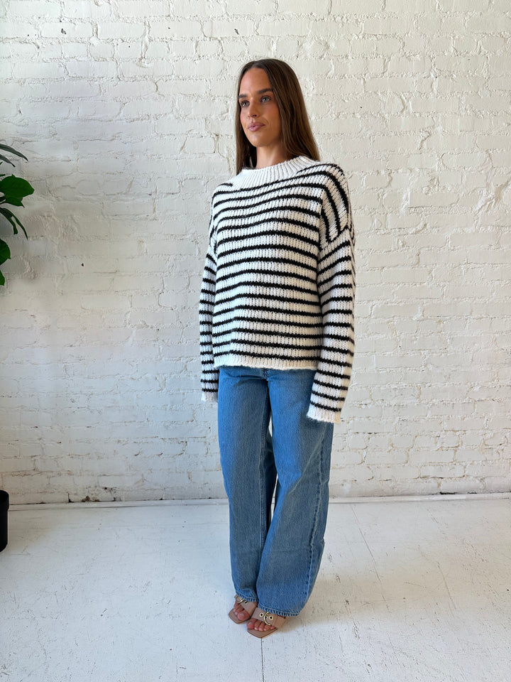 Caroline Ivory Striped Sweater