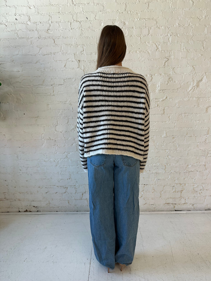 Caroline Ivory Striped Sweater