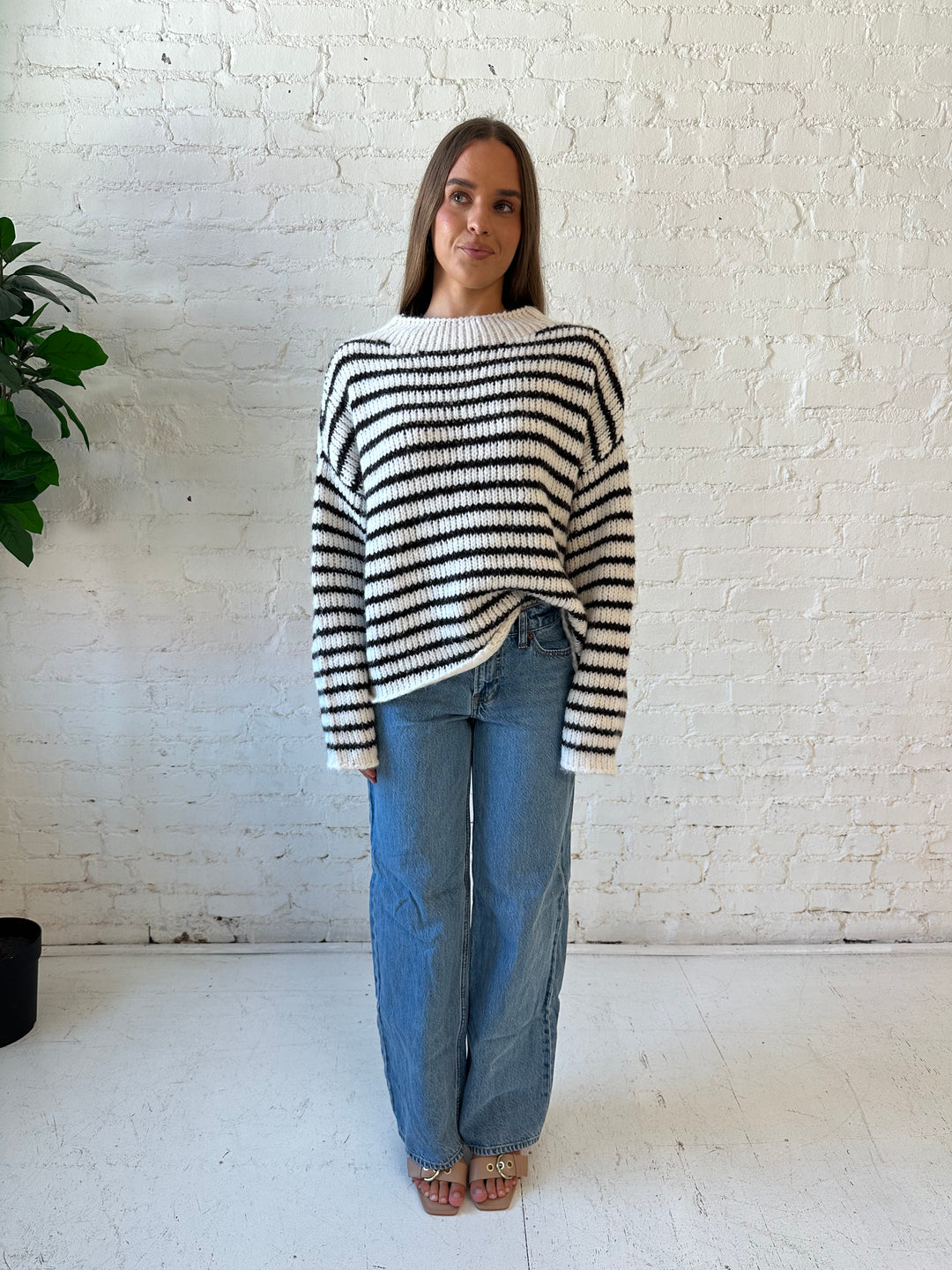 Caroline Ivory Striped Sweater
