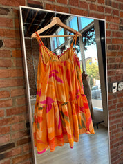 Kalia Orange Tropical Abstract Mini Dress