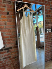 Karley Ivory Textured Halter Midi Dress