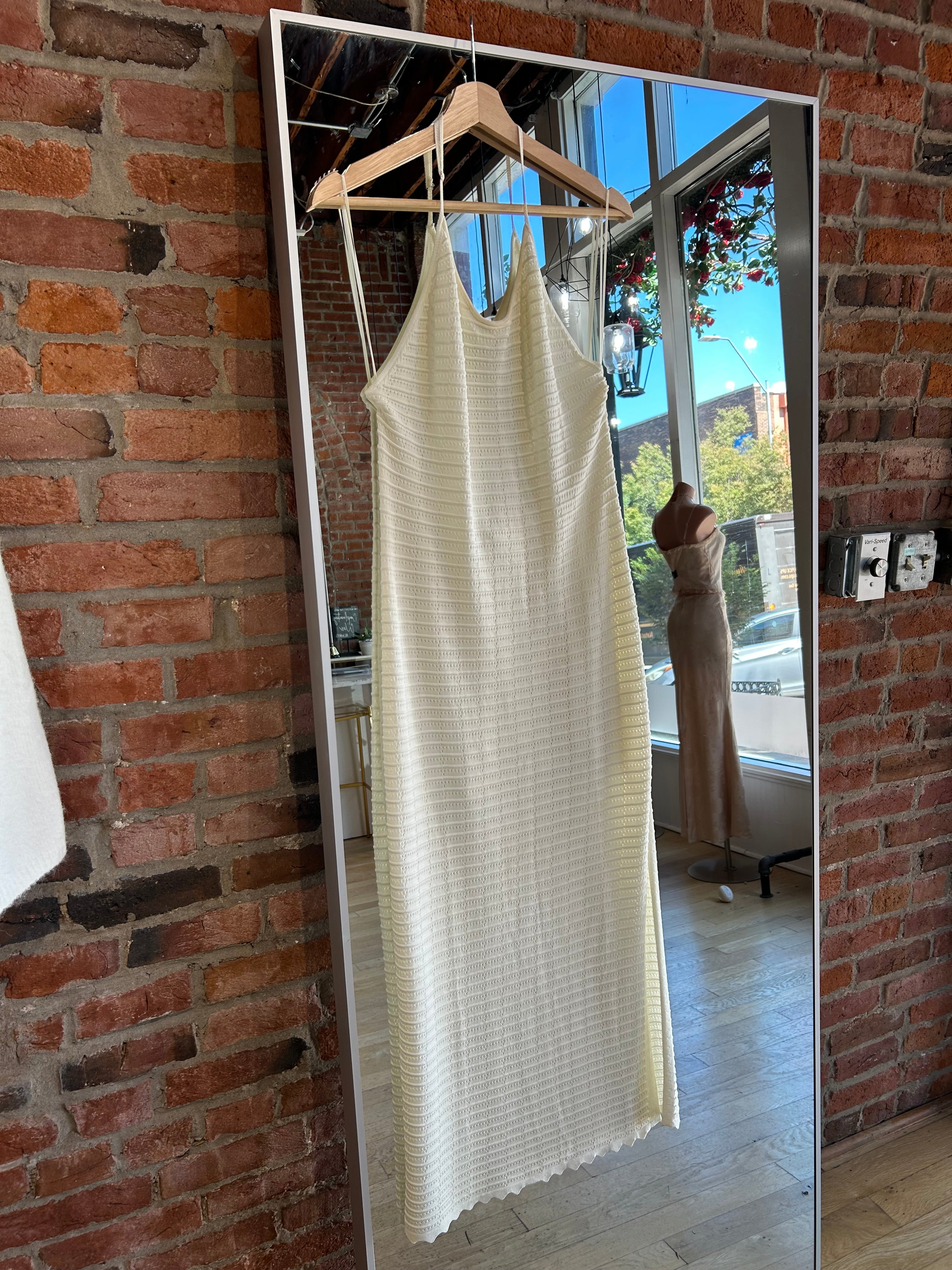 Karley Ivory Textured Halter Midi Dress