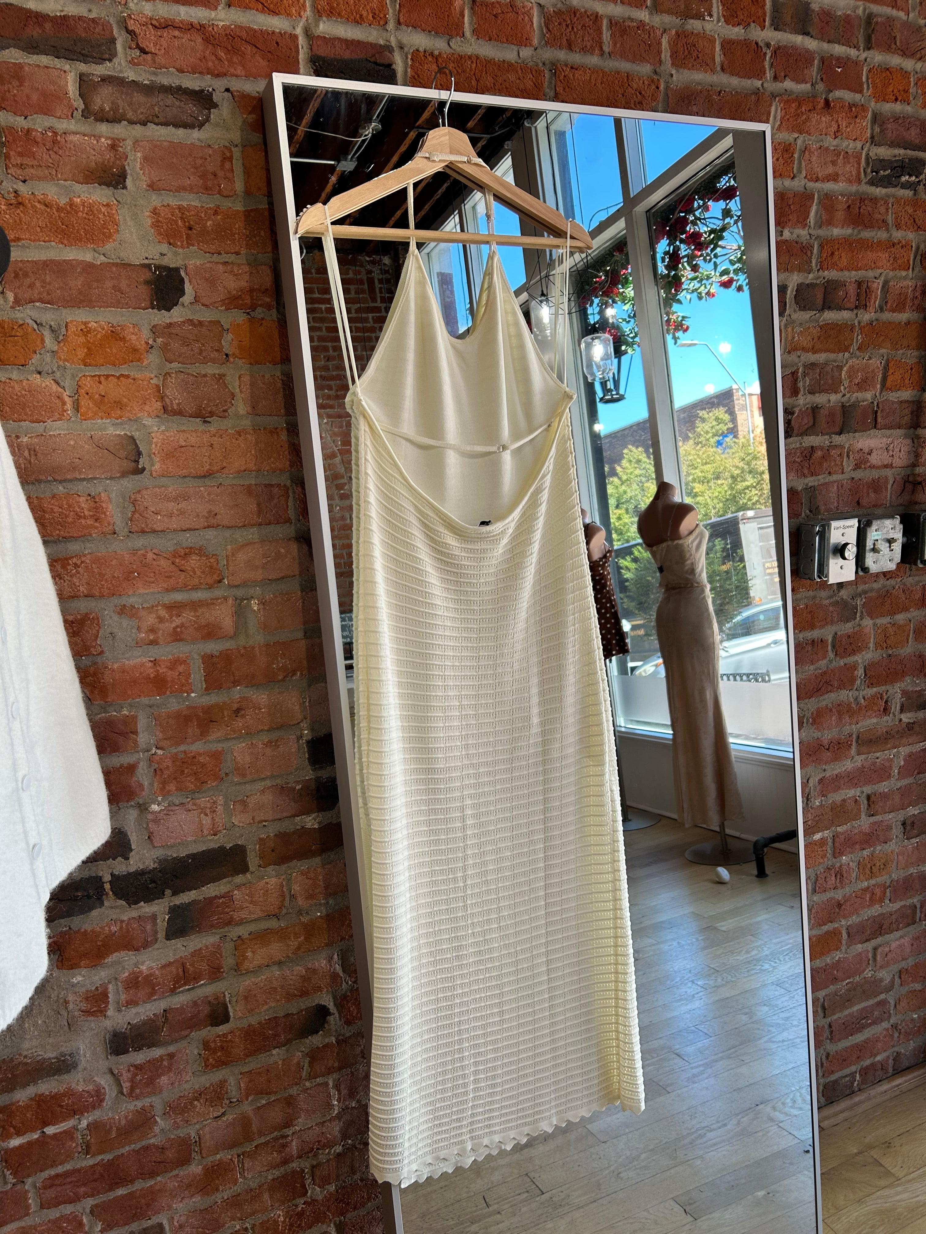 Karley Ivory Textured Halter Midi Dress