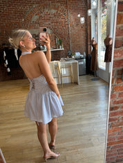 Ramona White Striped Halter Mini Dress