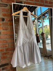 Ramona White Striped Halter Mini Dress