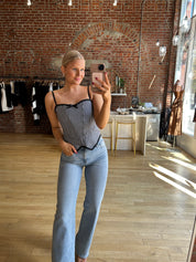 Taya Black And White Checkered Tank Top