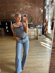 Taya Black And White Checkered Tank Top