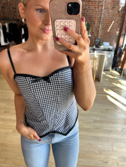 Taya Black And White Checkered Tank Top