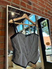 Taya Black And White Checkered Tank Top