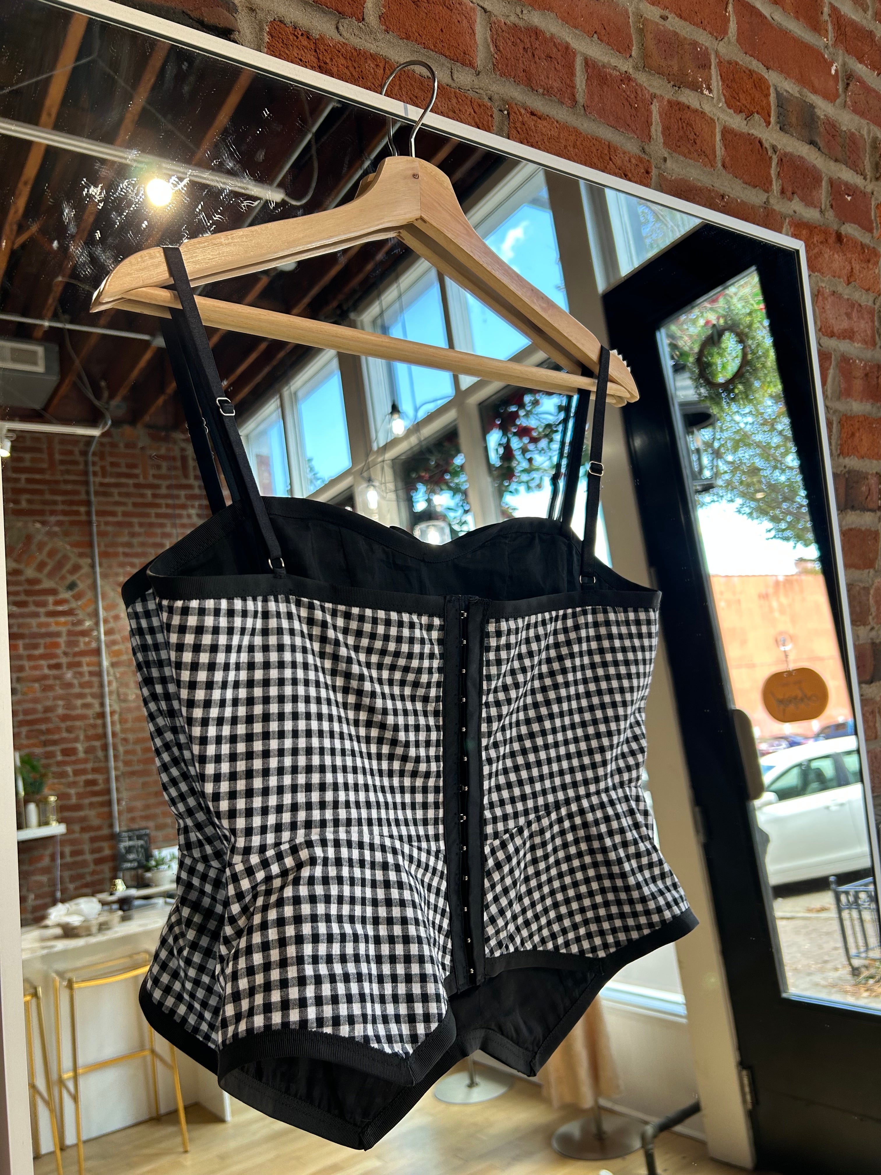 Taya Black And White Checkered Tank Top