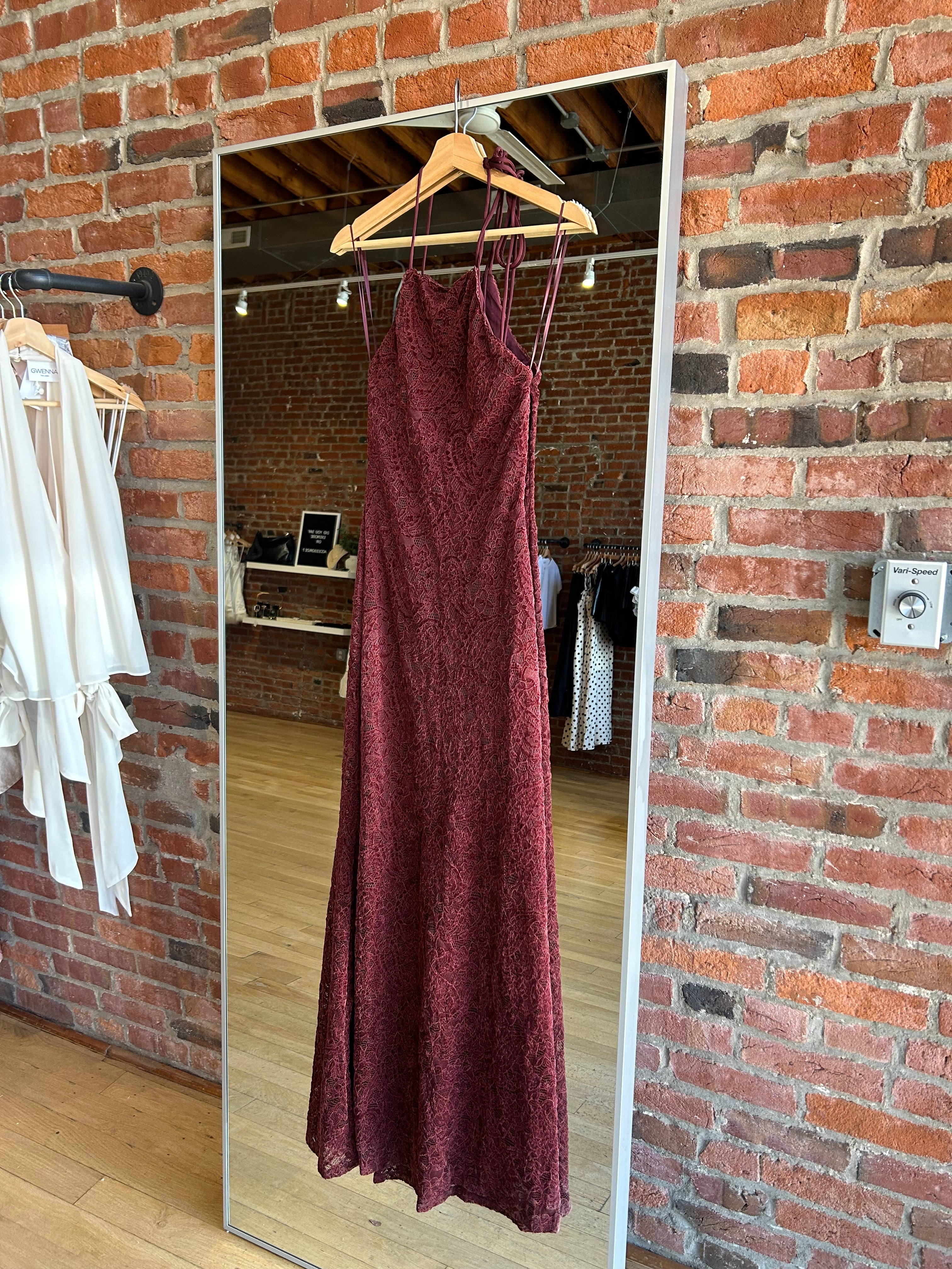 Giselle Chocolate High Neck Maxi Dress