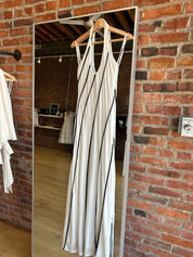 Athena White and Black Halter Knit Maxi Dress