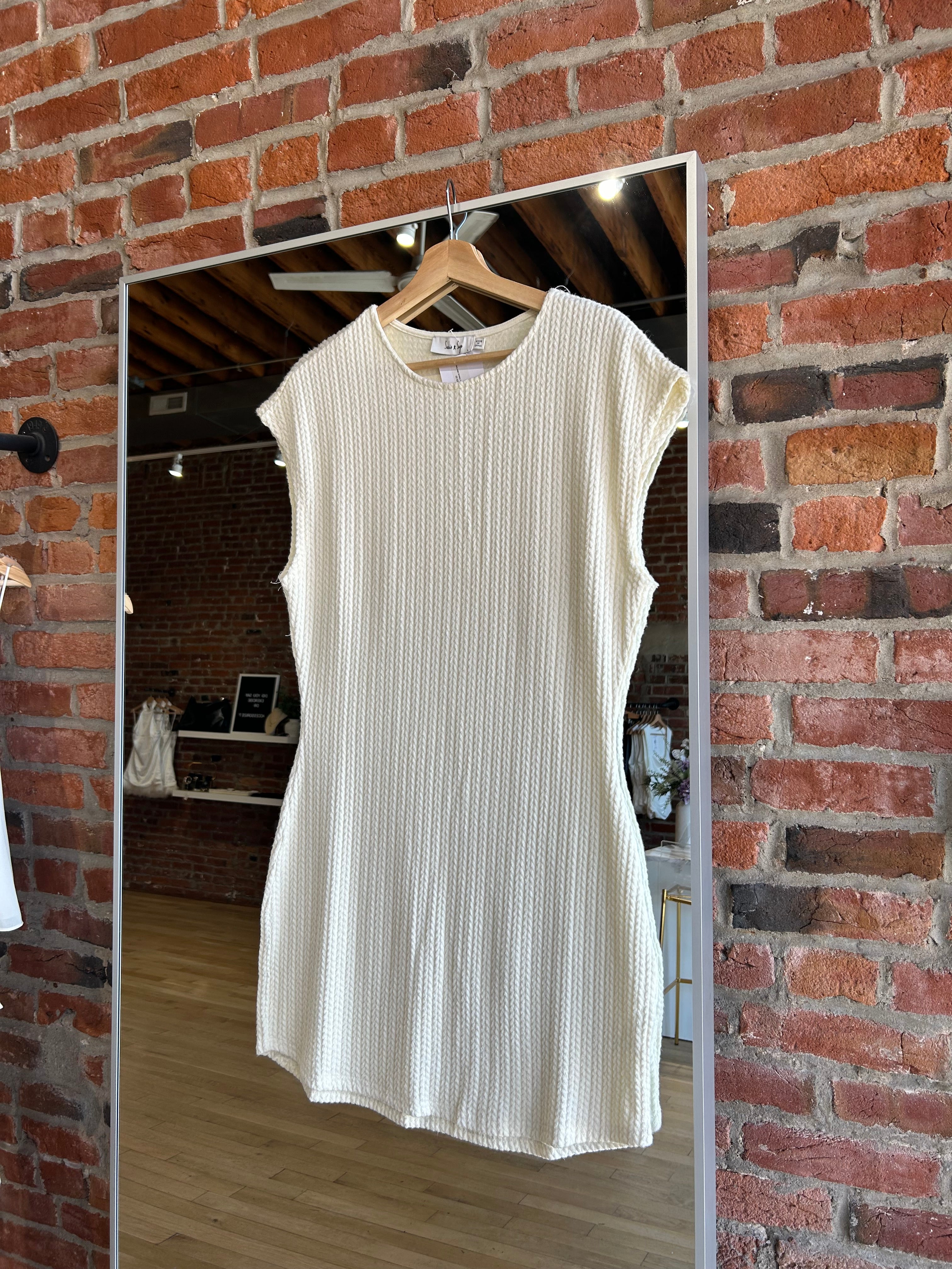 Laura Cream Knit Cap Sleeve Mini Dress