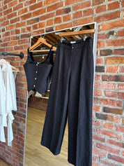 Kerri Black Tweed Tank and Pant Two-Piece Set