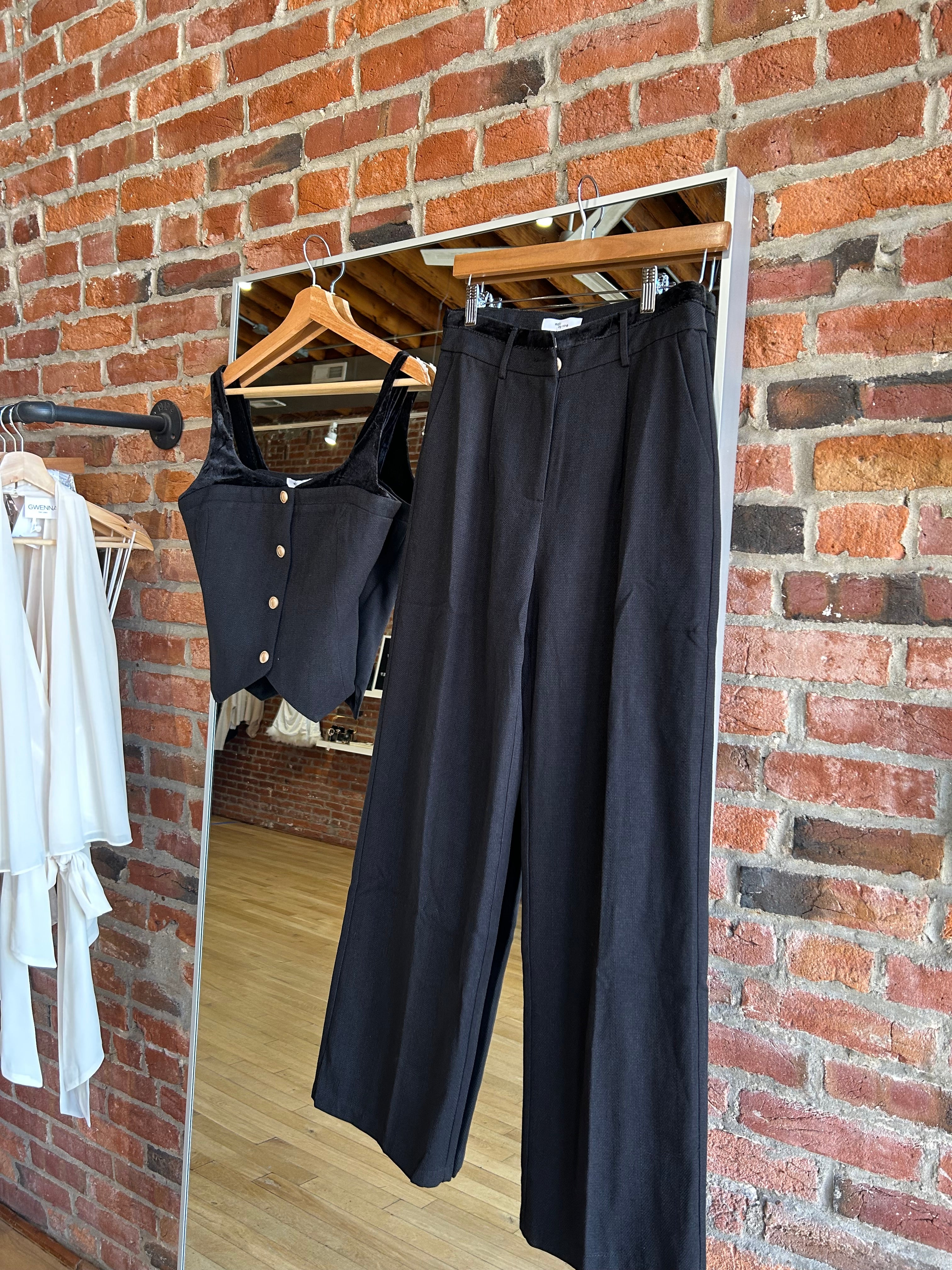 Kerri Black Tweed Tank and Pant Two-Piece Set