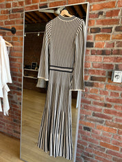 Frankie Cream and Black Striped Long Sleeve Maxi Dress