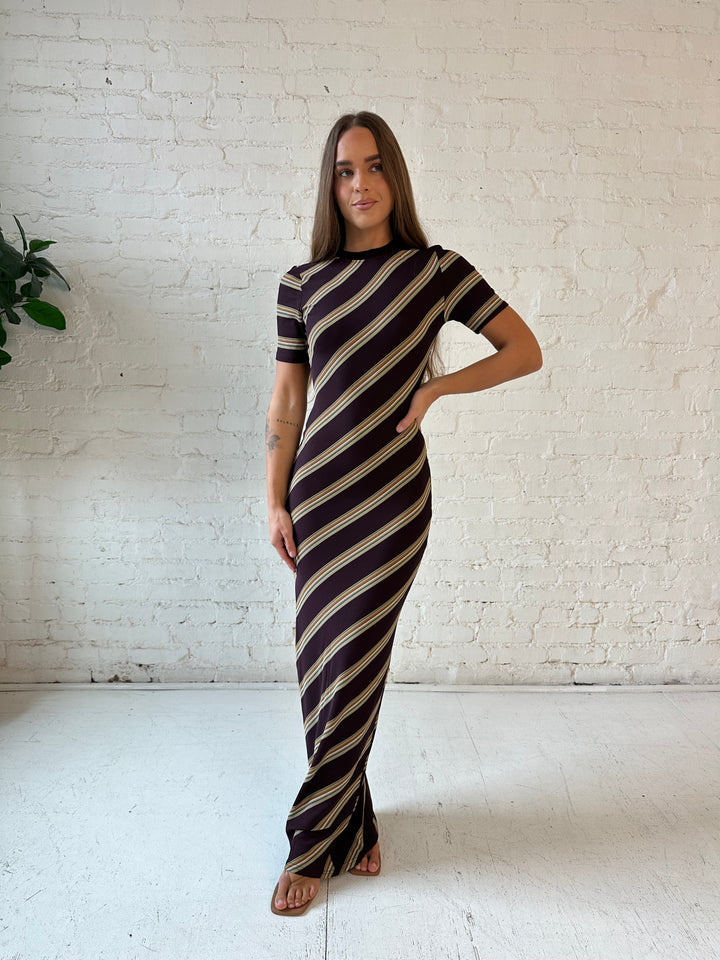Brene Brown Multi-Stripe Keyhole Maxi Dress